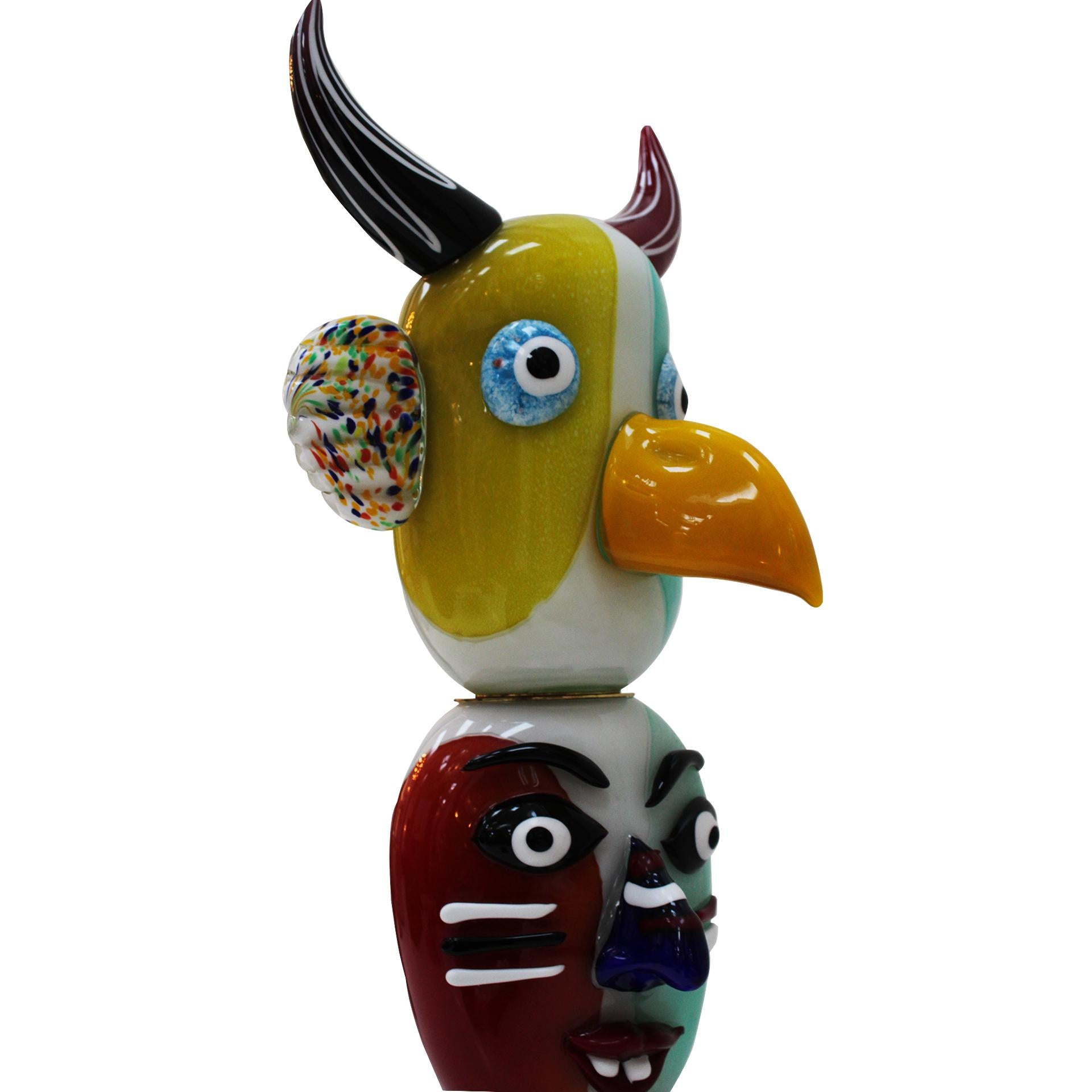 Vintage Murano Skulptur aus farbigem Glas von Alessandro Barbaro, Italien, 1970 im Angebot 5