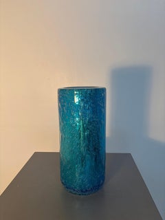 Jarrón de cristal «Murano Blue Pulegoso», atribuido a Alessandro Barbaro