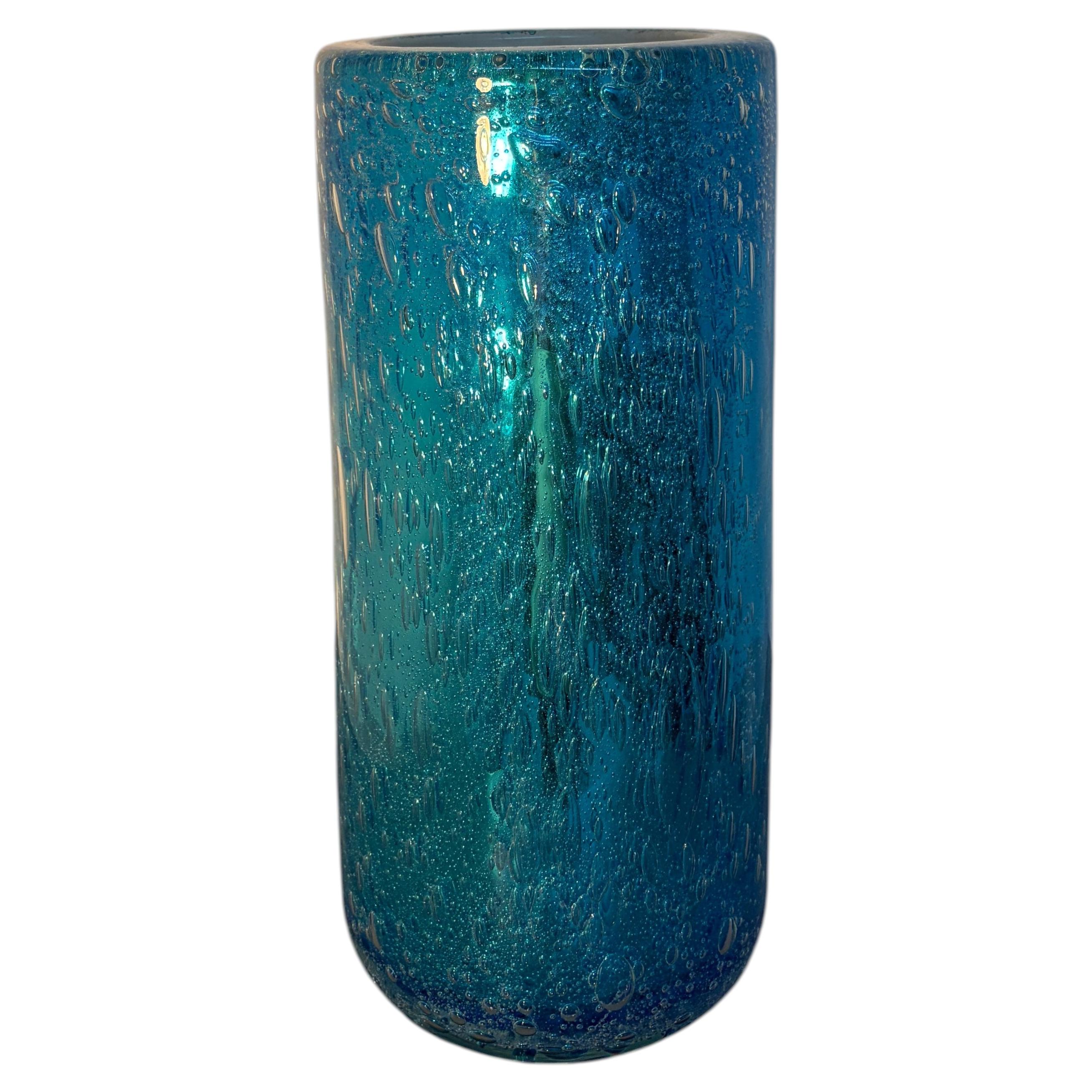 Alessandro Barbaro, Attributed Murano Blue Pulegoso Glass Vase