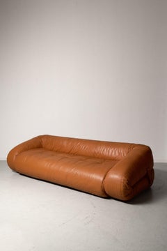 Alessandro Becchi canapé convertible en cuir cognac Anfibio
