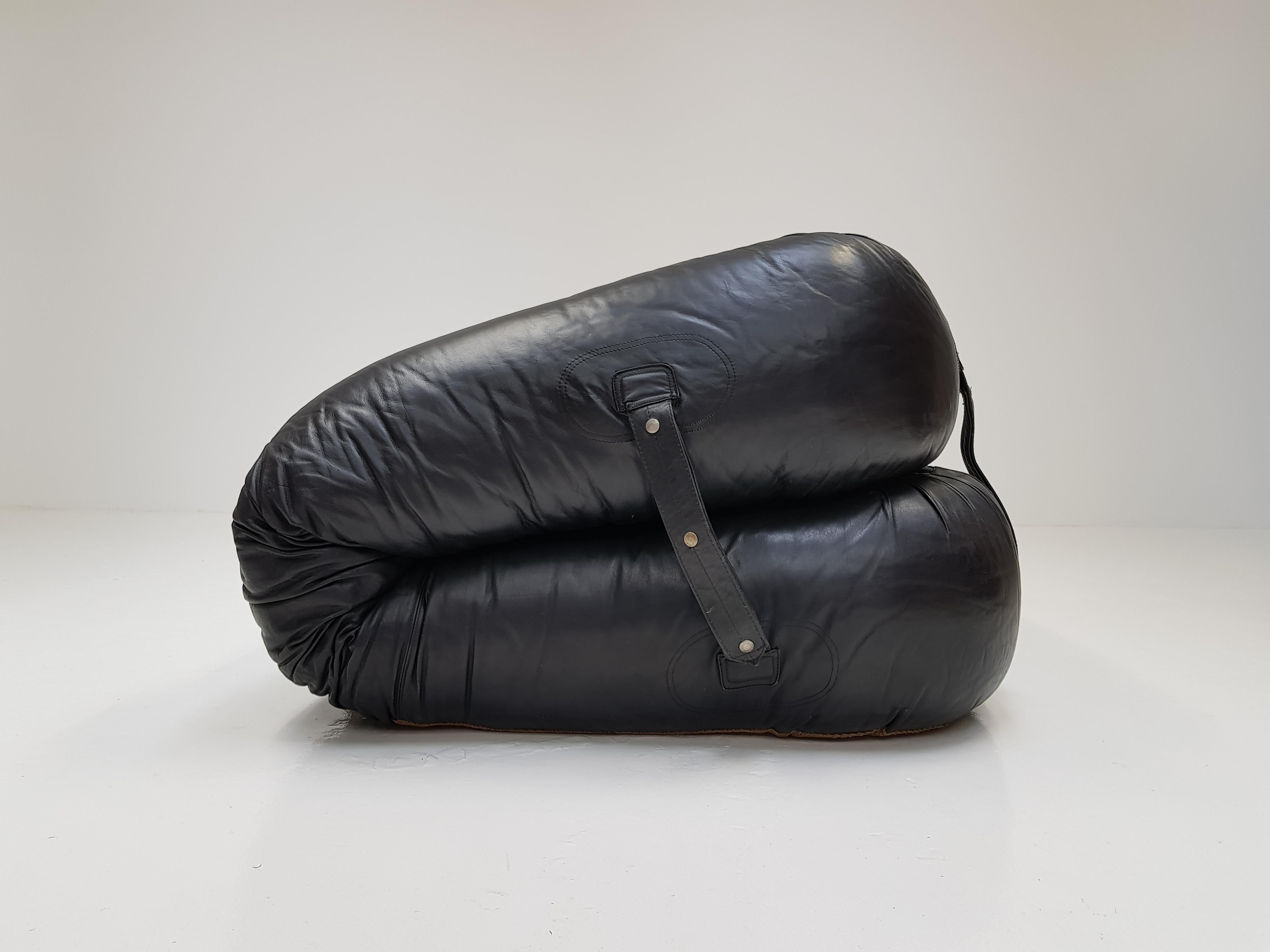 Leather Alessandro Becchi “Anfibio” Convertible Sofa for Giovannetti Collezioni, 1971