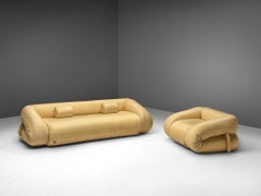 Conjunto de salón Alessandro Becchi "Anfibio" en tejido amarillo brillante