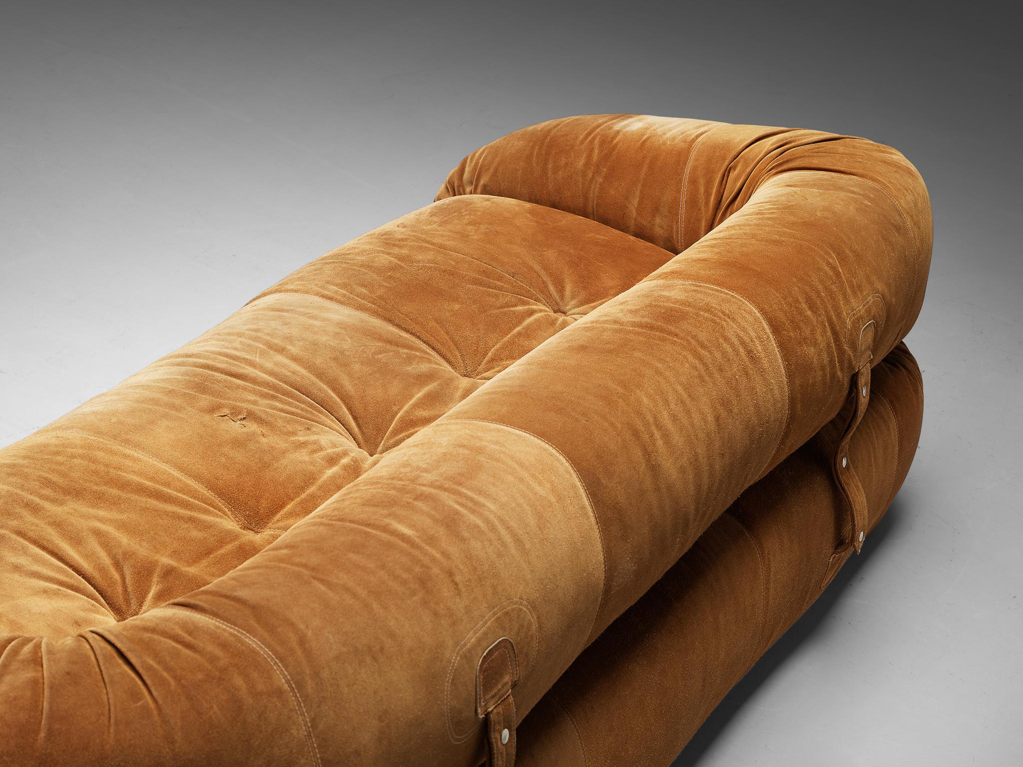 Italian Alessandro Becchi for Giovanetti ‘Anfibio’ Sofa in Brown Suede