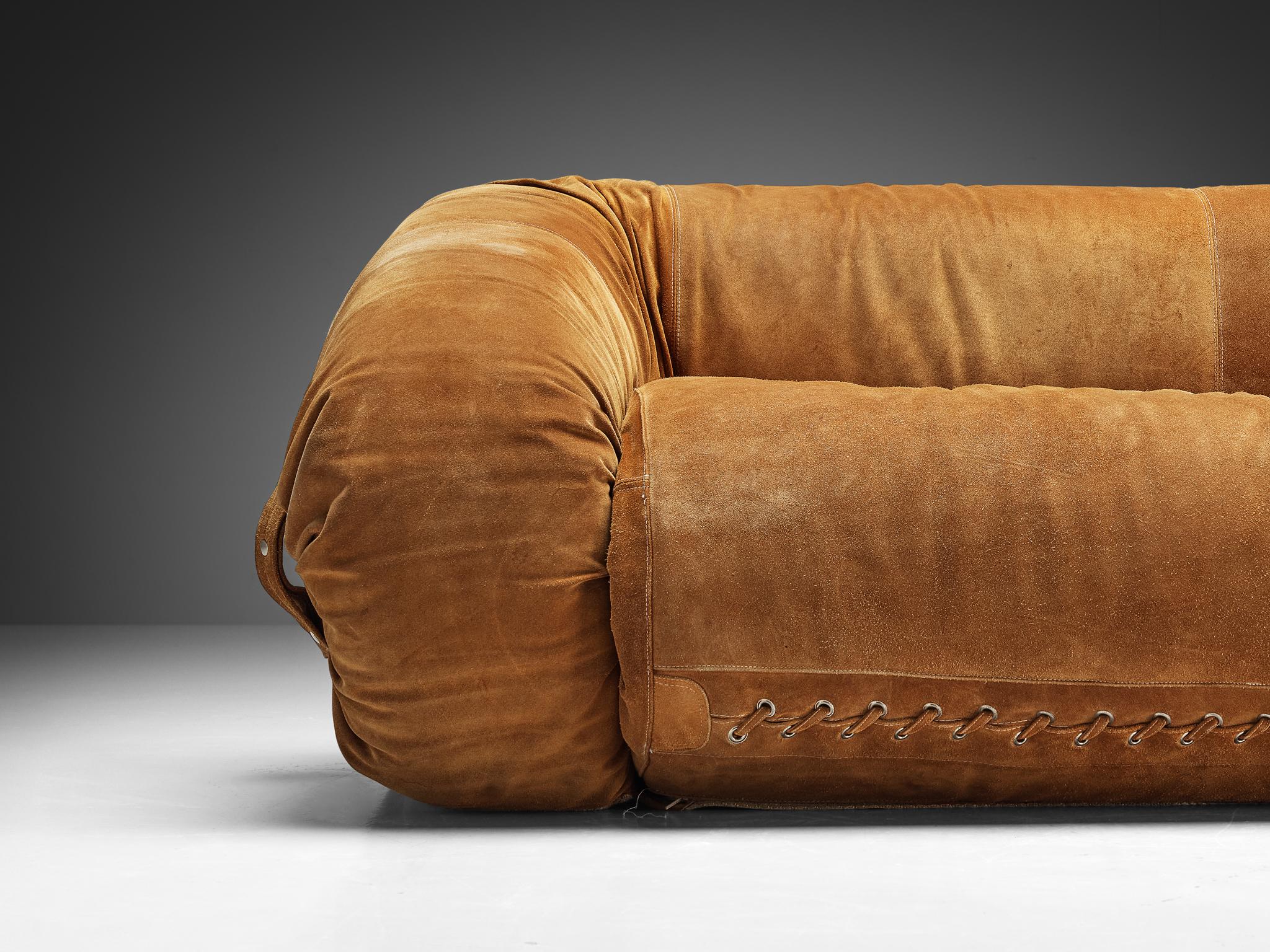 Alessandro Becchi for Giovanetti ‘Anfibio’ Sofa in Brown Suede 1