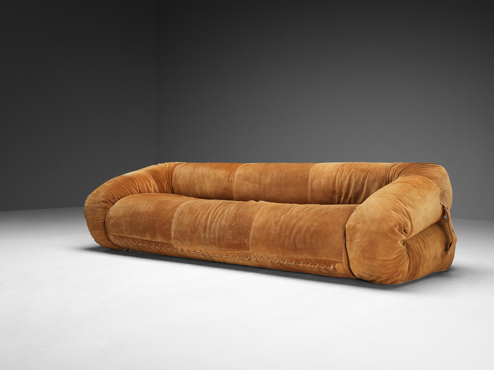 Alessandro Becchi for Giovanetti ‘Anfibio’ Sofa in Brown Suede  For Sale 3