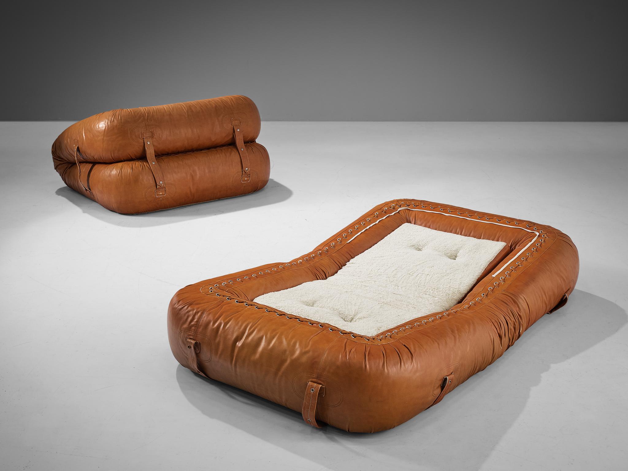 Italian Alessandro Becchi for Giovannetti Collezioni 'Anfibio' Lounge Chairs in Leather