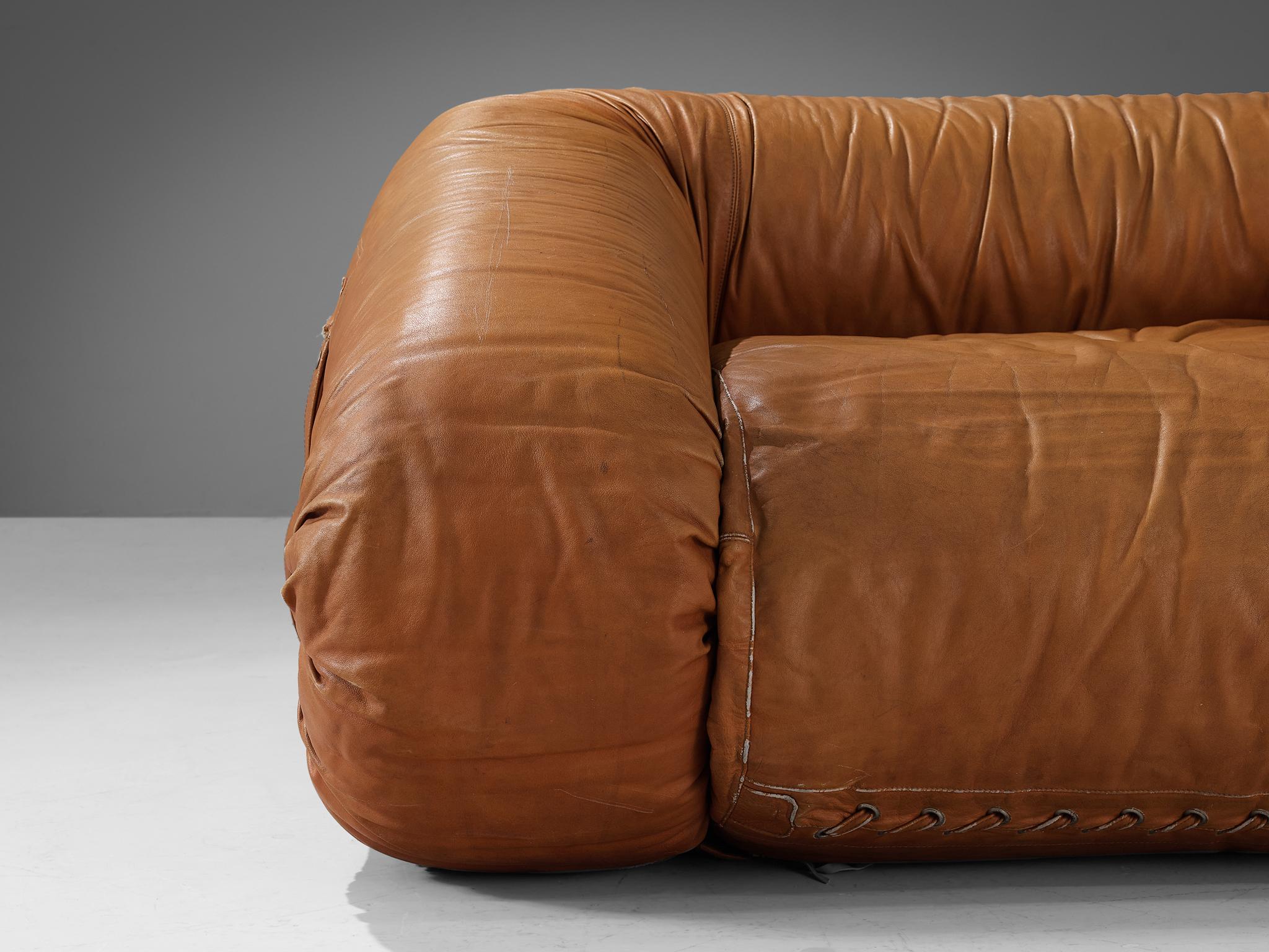 Late 20th Century Alessandro Becchi for Giovannetti Collezioni 'Anfibio' Lounge Chairs in Leather