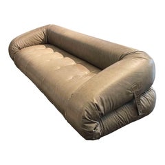 Alessandro Becchi Grey Leather “Anfibio” Three Seater Sofa for Giovannetti, 1972