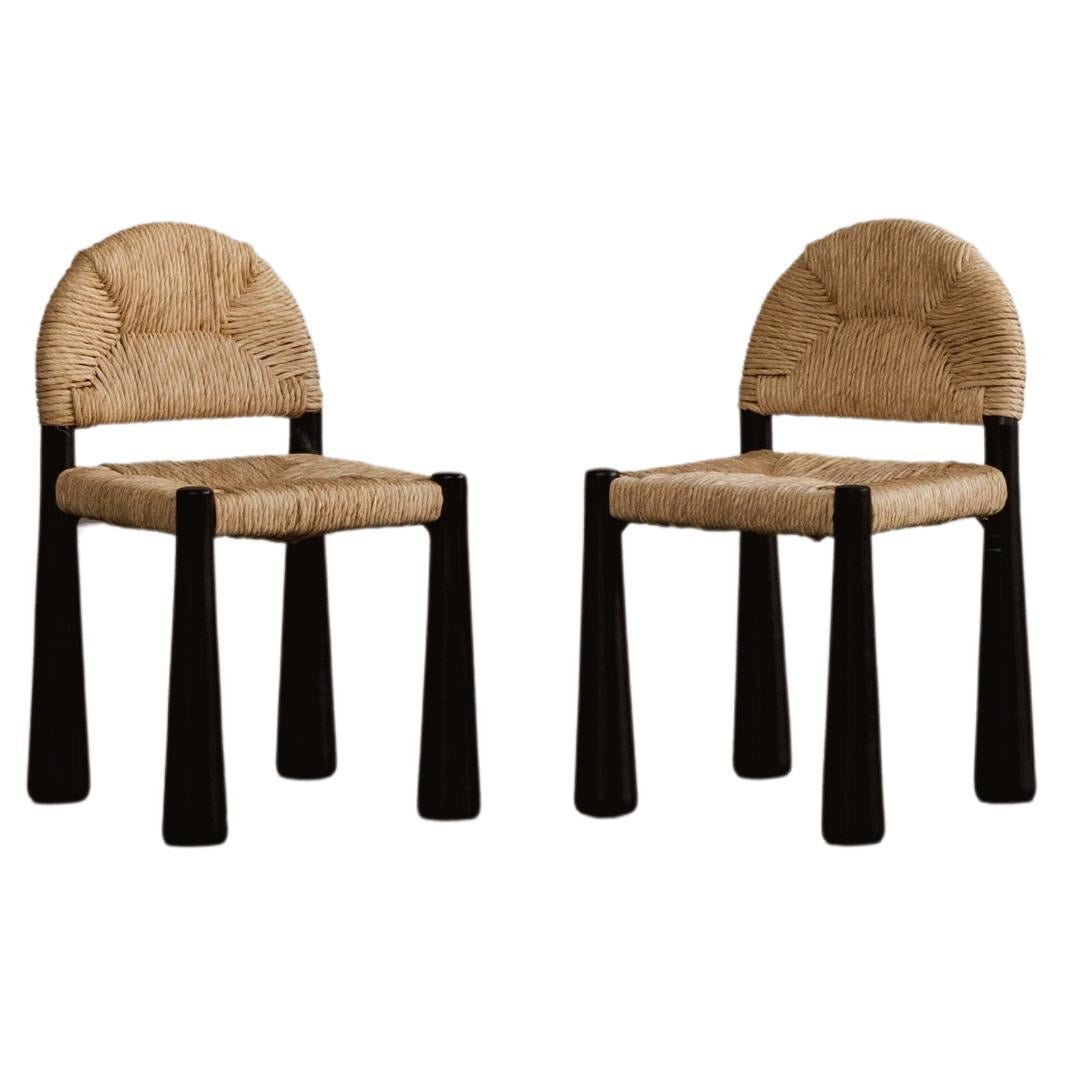 Alessandro Becchi “Toscanolla” Chairs for Giovannetti, Black, 1970, Set of 2