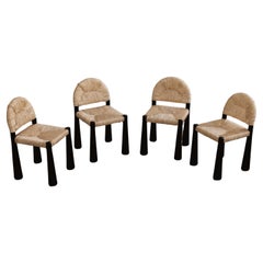 Chaises Alessandro Becchi "Toscanolla" pour Giovannetti, noires, 1970, lot de 4