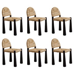 Alessandro Becchi “Toscanolla” Chairs for Giovannetti, Black, 1970, Set of 6