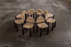 Alessandro Becchi "Toscanolla" Stühle für Giovannetti, Schwarz, 1970, Satz von 8