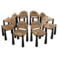 Chaises Alessandro Becchi "Toscanolla" pour Giovannetti, noires, 1970, ensemble de 8 pièces
