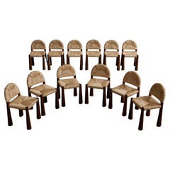 Chaises Alessandro Becchi "Toscanolla" pour Giovannetti, marron, 1970, ensemble de 12 pièces