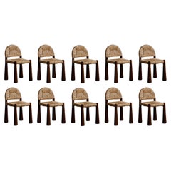 Alessandro Becchi “Toscanolla” Chairs for Giovannetti, Brown, 1970, Set of 12