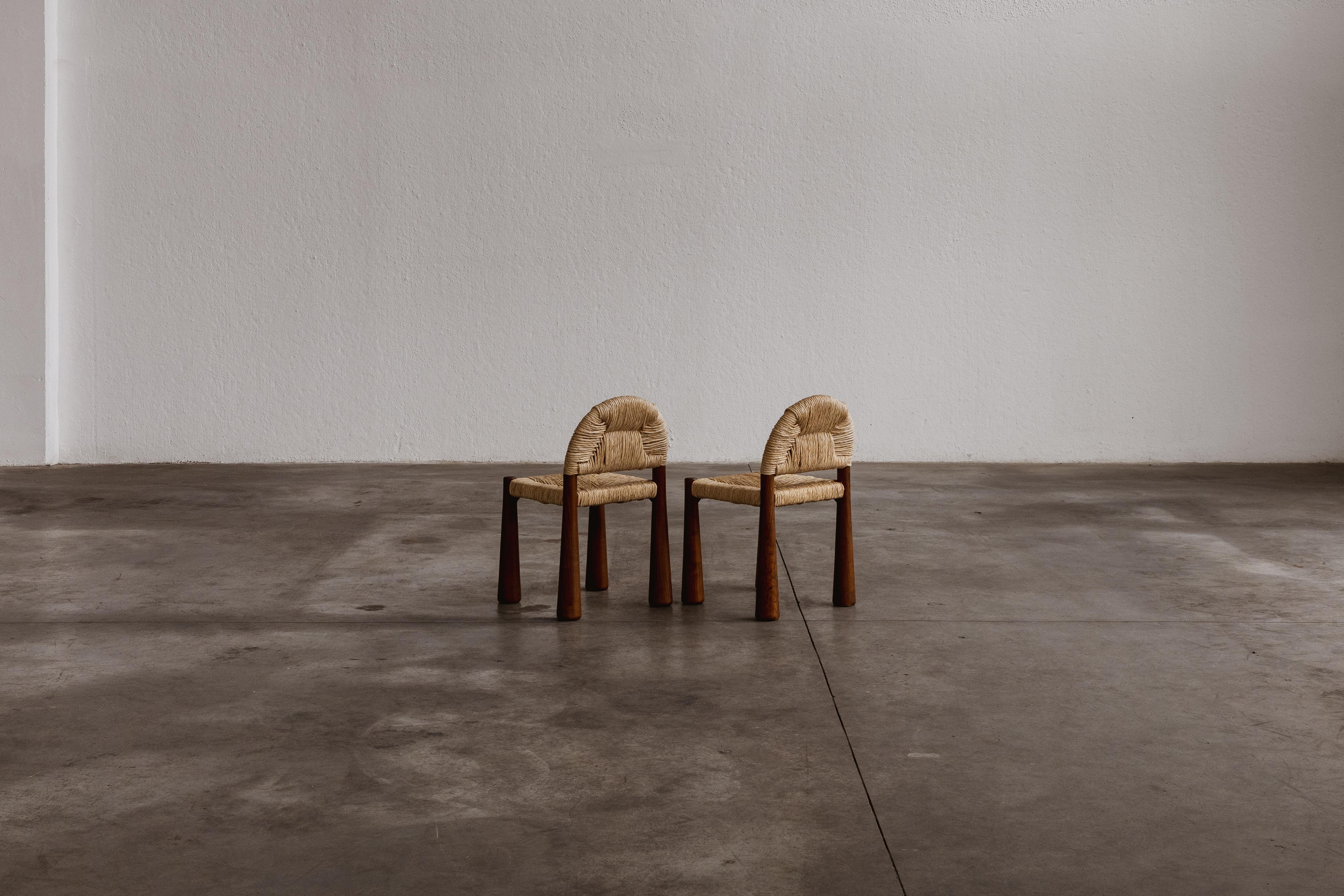 Late 20th Century Alessandro Becchi “Toscanolla” Chairs for Giovannetti, Brown, 1970, Set of 2 For Sale
