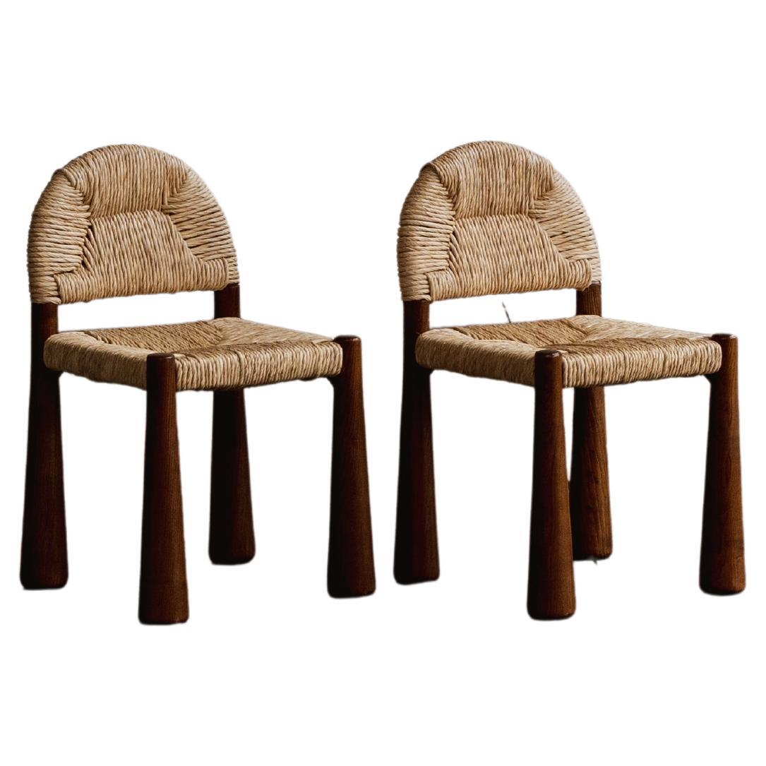 Alessandro Becchi “Toscanolla” Chairs for Giovannetti, Brown, 1970, Set of 2