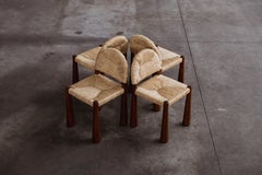 Alessandro Becchi "Toscanolla" Stühle für Giovannetti, Braun, 1970, Satz von 4