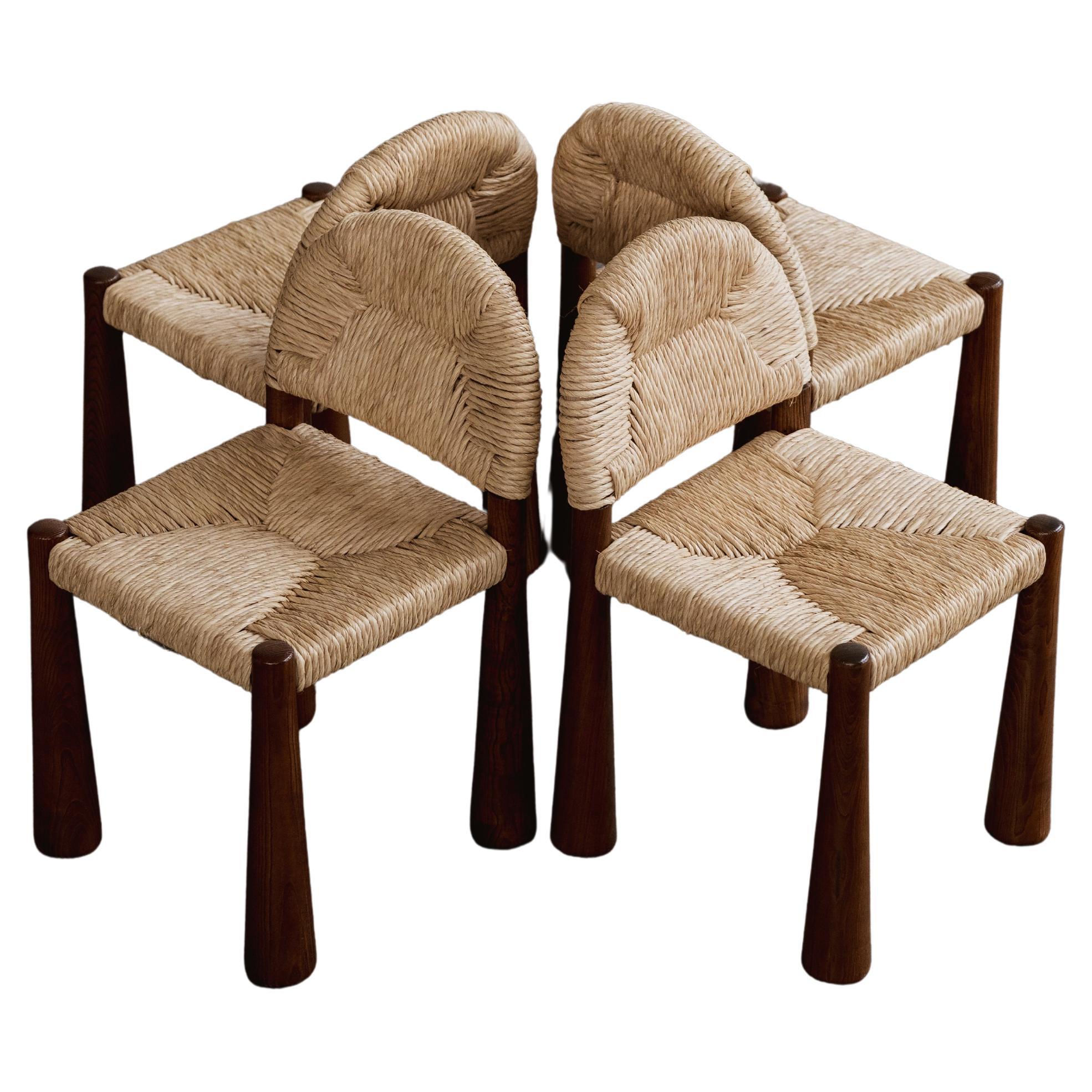 Alessandro Becchi “Toscanolla” Chairs for Giovannetti, Brown, 1970, Set of 4