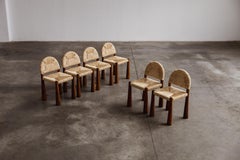 Alessandro Becchi “Toscanolla” Chairs for Giovannetti, Brown,  1970, Set of 6