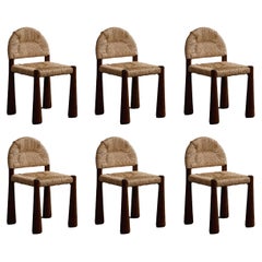 Alessandro Becchi “Toscanolla” Chairs for Giovannetti, Brown,  1970, Set of 6