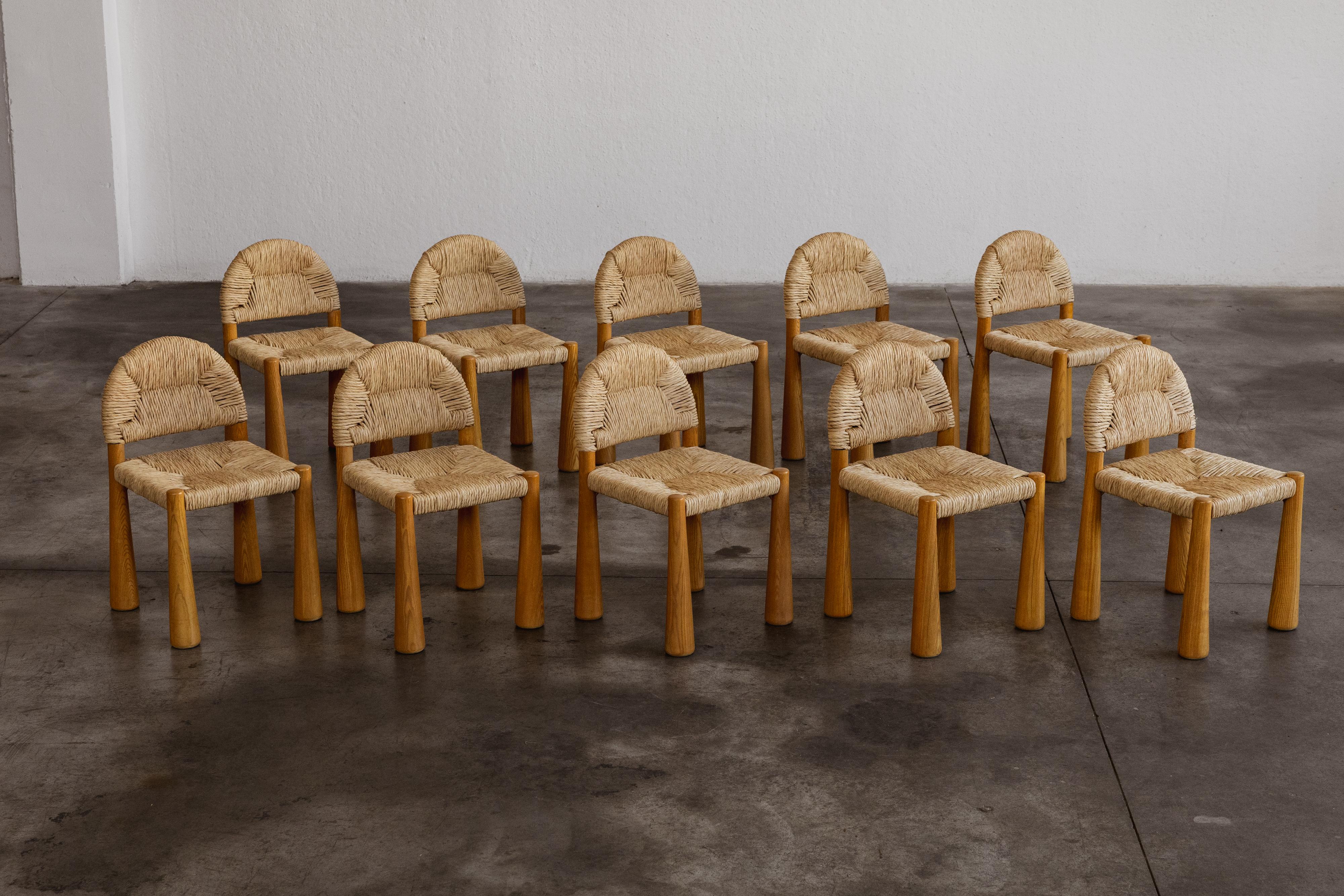 Alessandro Becchi “Toscanolla” Dining Chairs for Giovannetti, 1970, Set of 10 For Sale 1