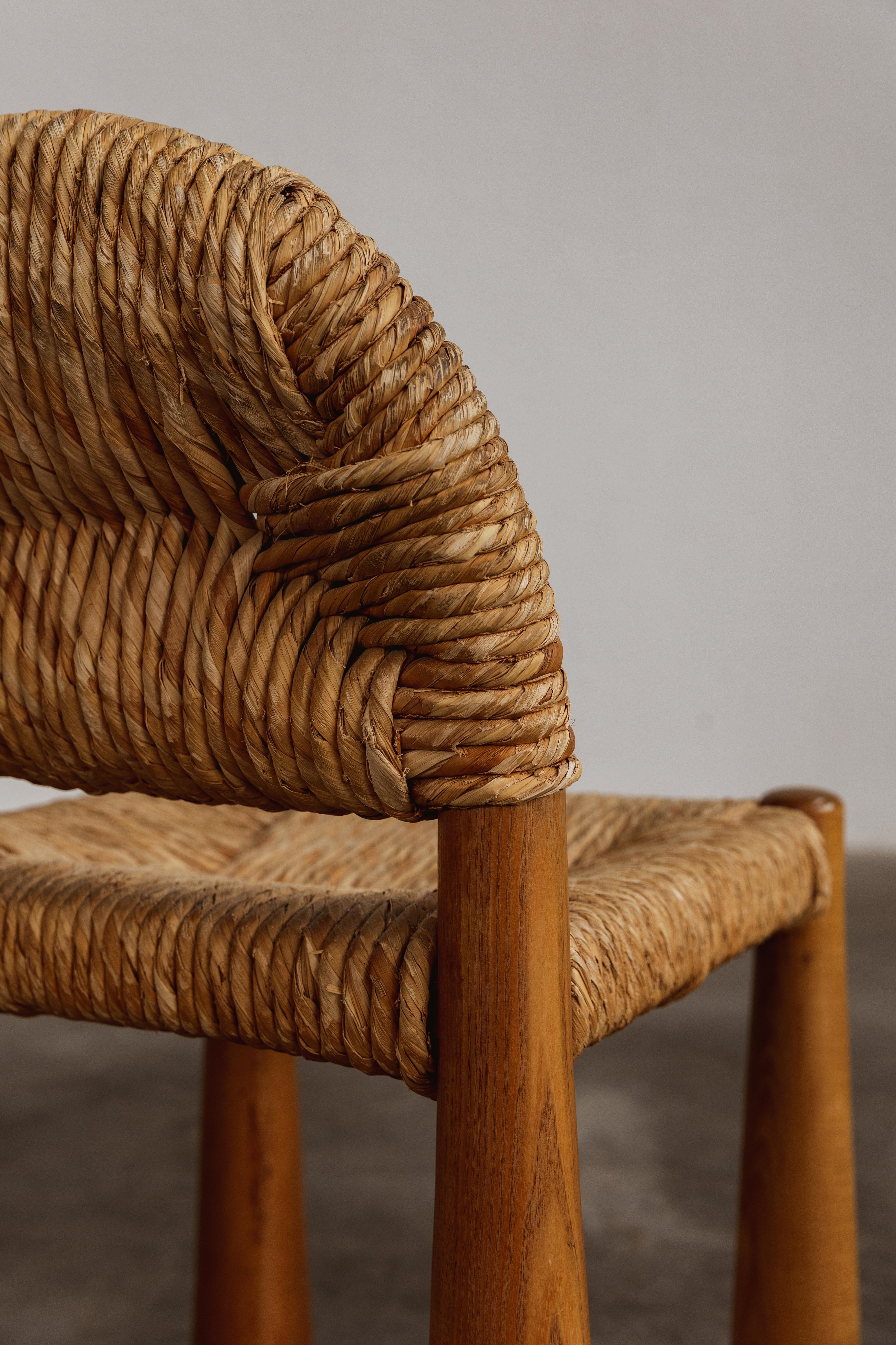 Alessandro Becchi “Toscanolla” Dining Chairs for Giovannetti, 1970, Set of 6 In Good Condition For Sale In Lonigo, Veneto