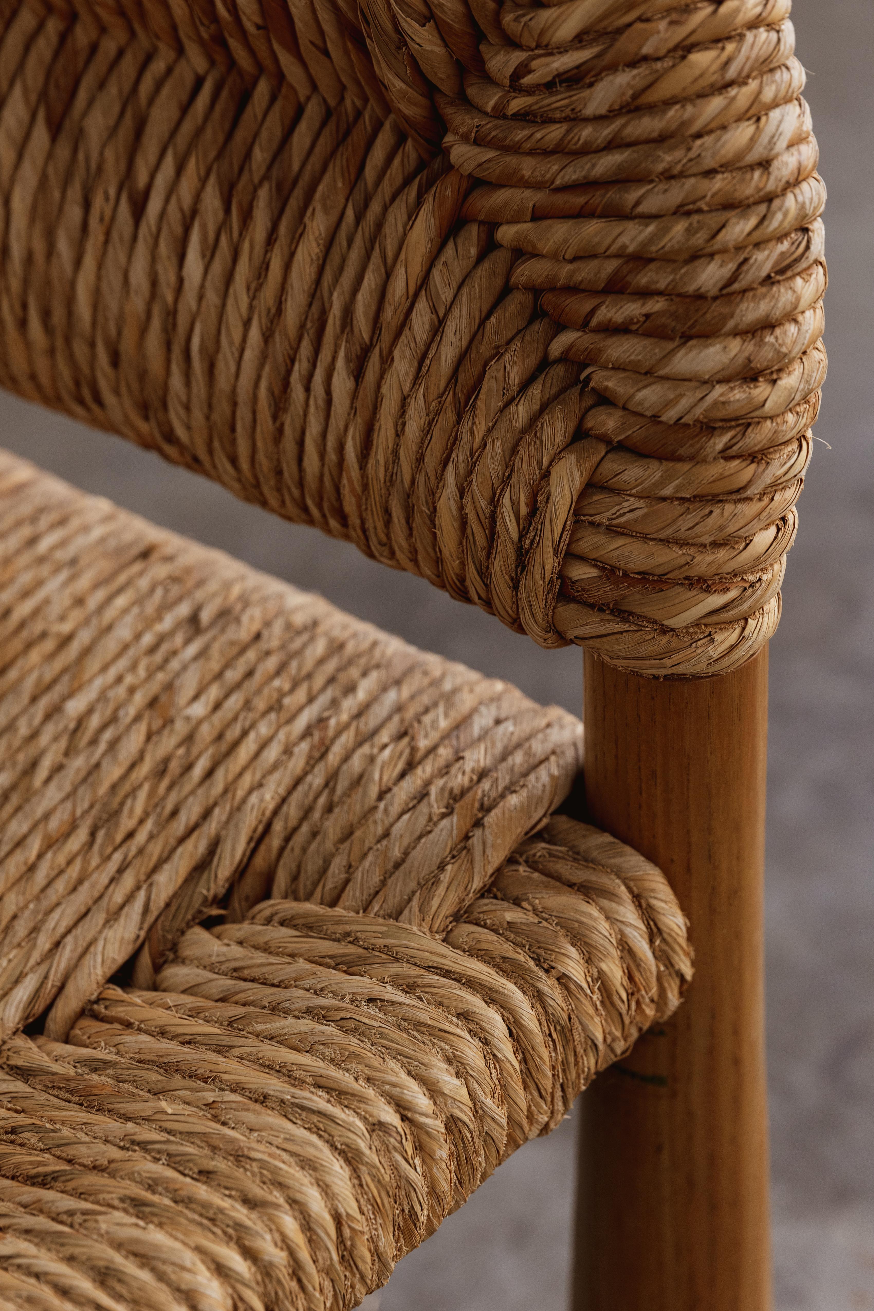 Straw Alessandro Becchi “Toscanolla” Dining Chairs for Giovannetti, 1970, Set of 6 For Sale