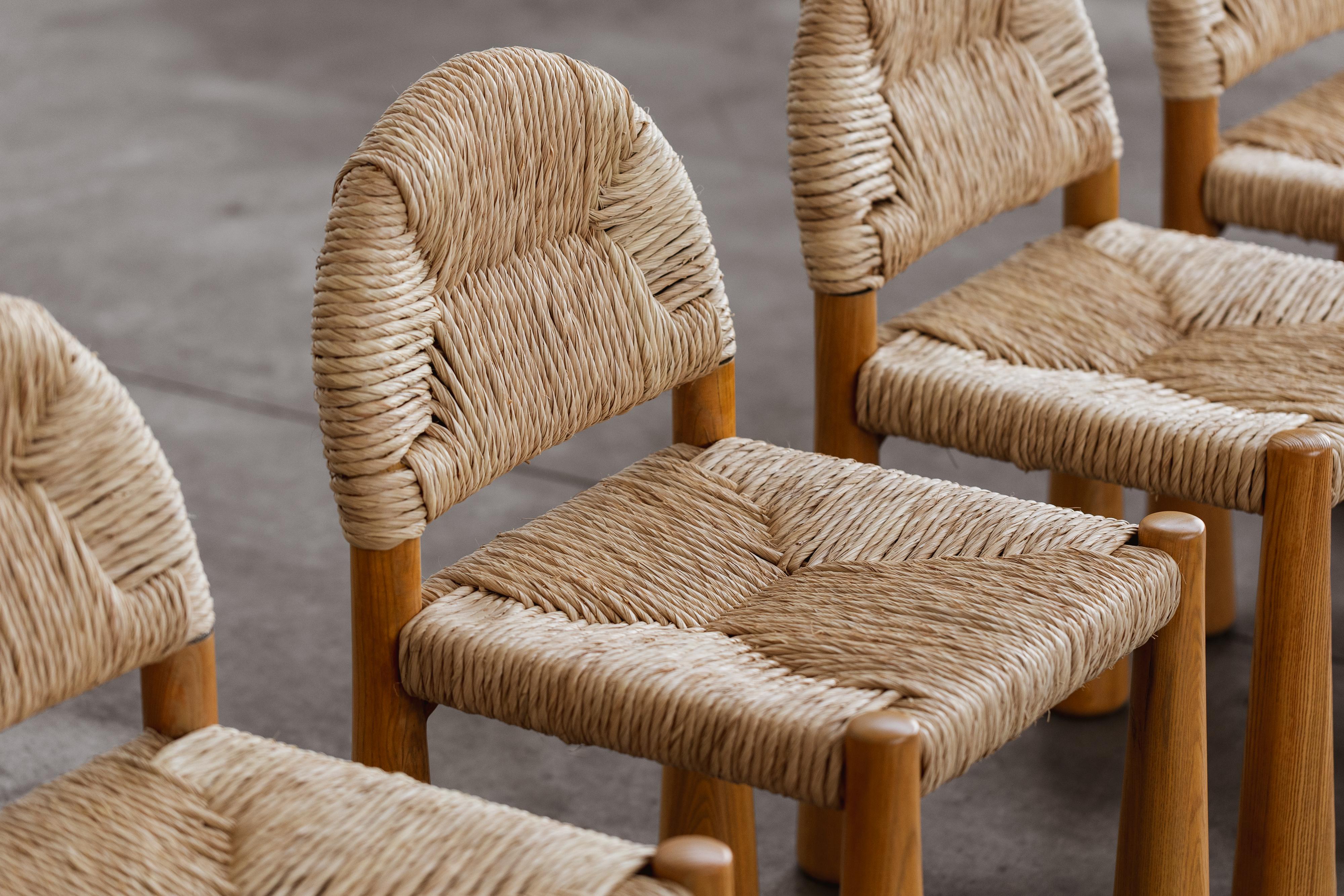 Mid-Century Modern Alessandro Becchi “Toscanolla” Dining Chairs for Giovannetti, 1970, Set of  8 For Sale