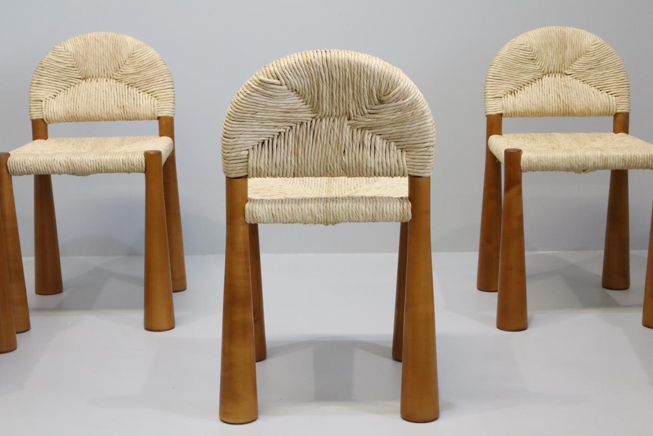 Alessandro Becchi 'Toscanolla' pour Giovannetti, 1970, Ensemble de 6 chaises de salle à manger en vente 3