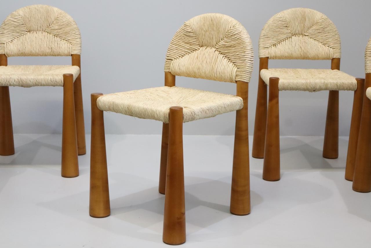 Italian Alessandro Becchi “Toscanolla” Dining Chairs for Giovannetti, 1970, Set of 6