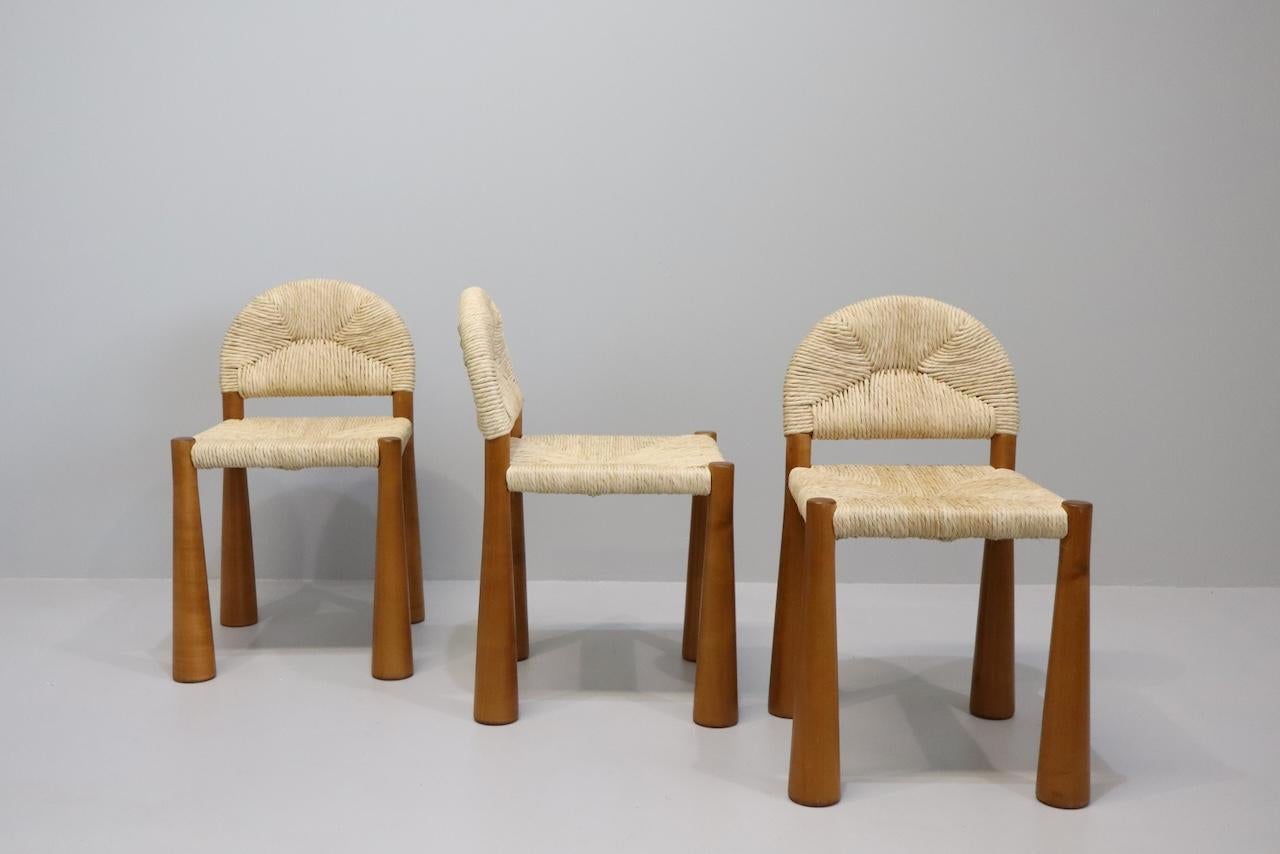 Alessandro Becchi 'Toscanolla' pour Giovannetti, 1970, Ensemble de 6 chaises de salle à manger Excellent état - En vente à Rovereta, SM