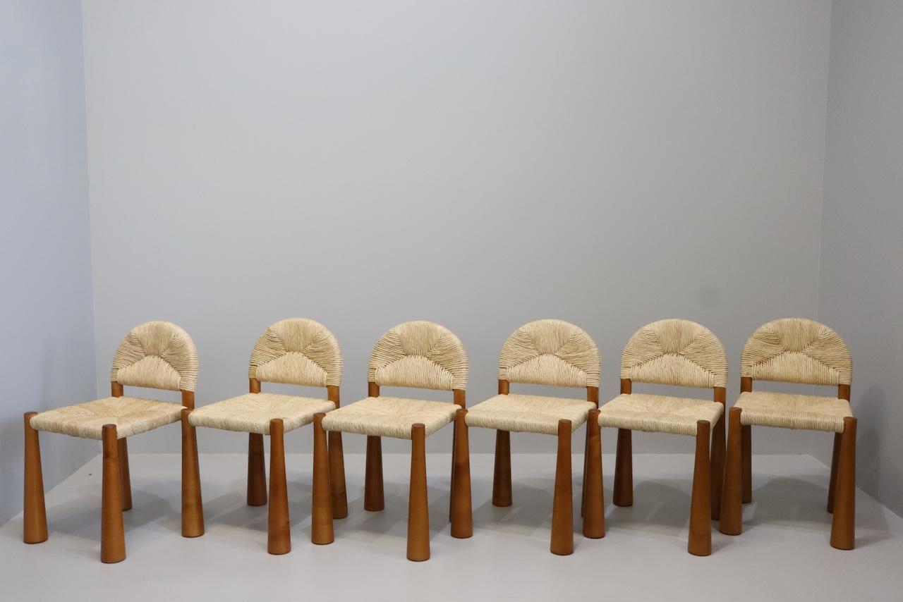 Alessandro Becchi 'Toscanolla' pour Giovannetti, 1970, Ensemble de 6 chaises de salle à manger Excellent état - En vente à Rovereta, Repubblica di San Marino