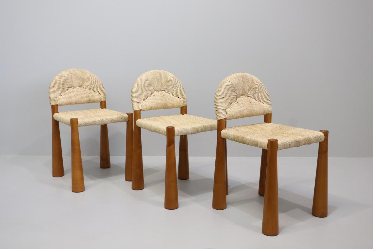 Late 20th Century Alessandro Becchi 'Toscanolla' pour Giovannetti, 1970, Ensemble de 6 chaises de salle à manger en vente