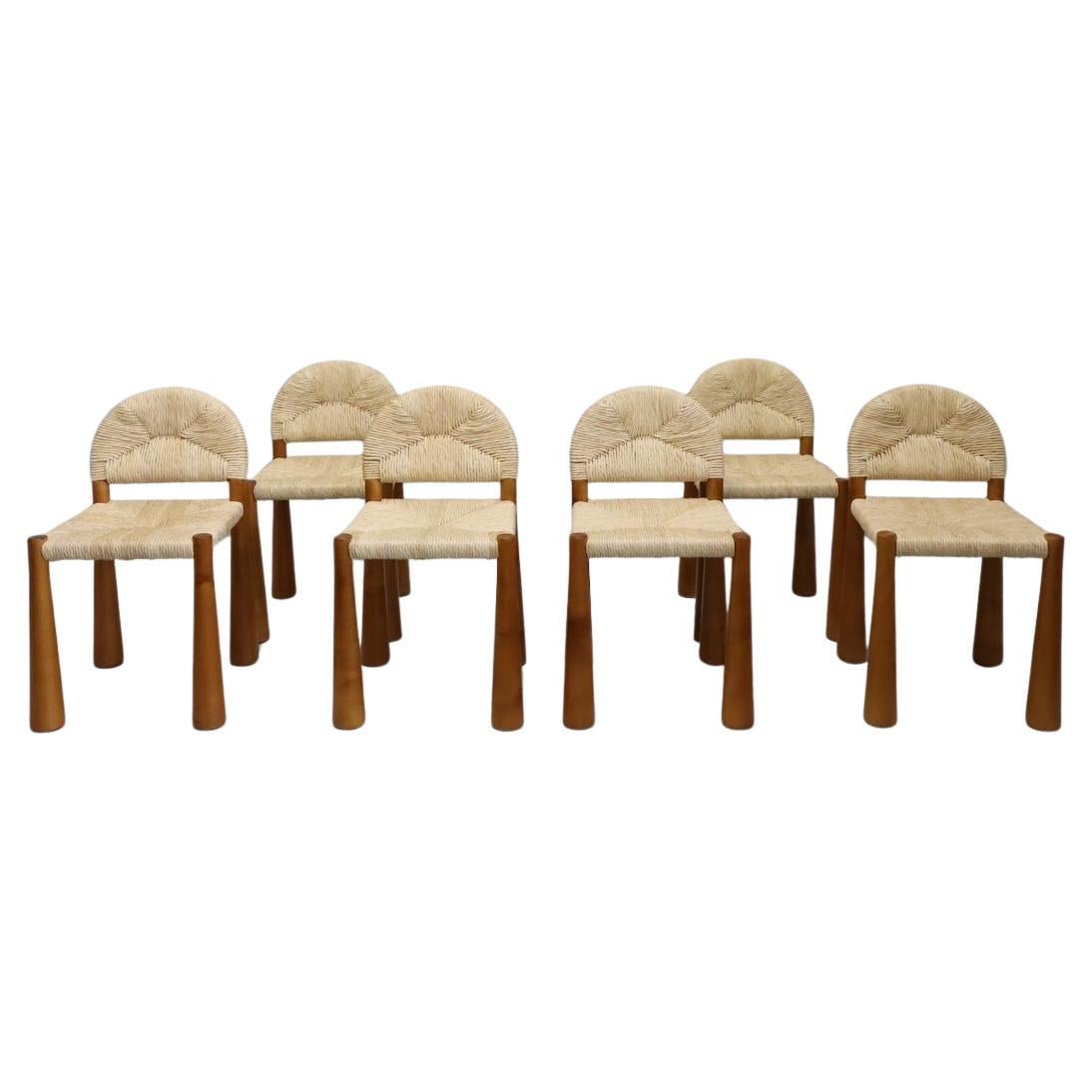 Alessandro Becchi 'Toscanolla' pour Giovannetti, 1970, Ensemble de 6 chaises de salle à manger en vente