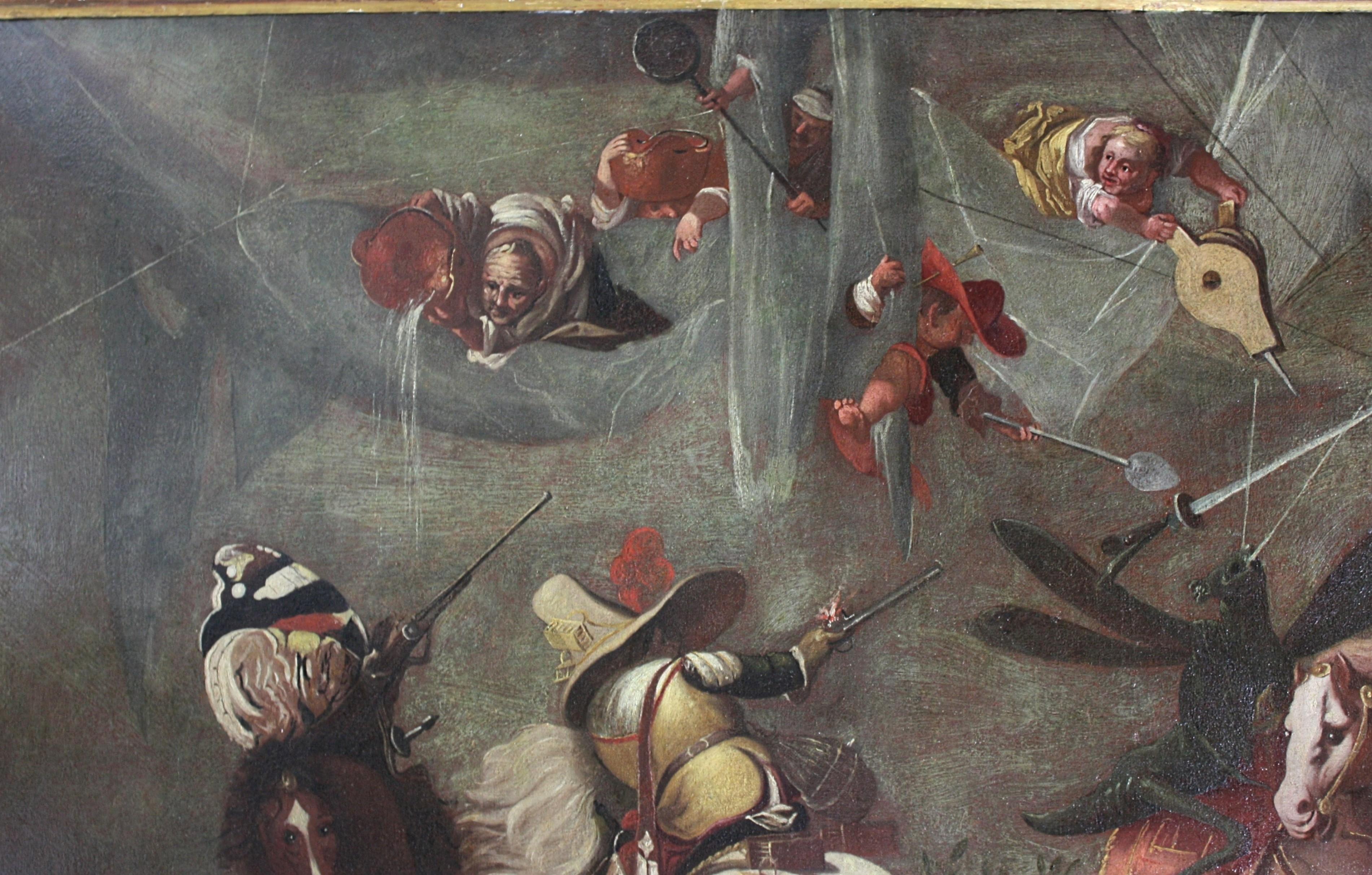 FANTASTIC BATTLE BETWEEN INSECTS AND DWARVES - Painting by Alessandro Bernardino Deho