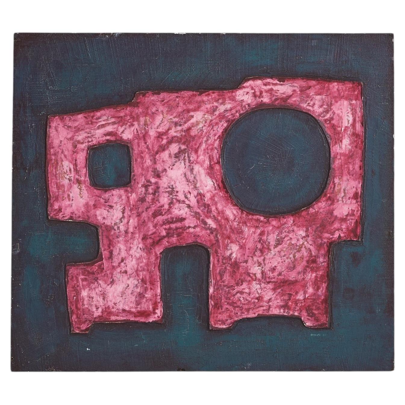 Alessandro Bonato, abstraktes Acrylgemälde auf Holz, 1971