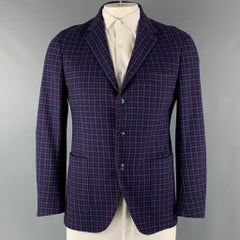 ALESSANDRO CANTARELLI Size 42 Blue Red Checkered Sport Coat