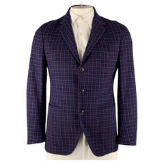 ALESSANDRO CANTARELLI Size 42 Blue Red Checkered Sport Coat