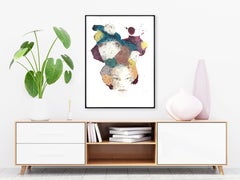 Blueberry Woman - Framed Original Abstract Portrait Painting