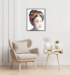 Goddess of Love - Framed Original Abstract Portrait Painting