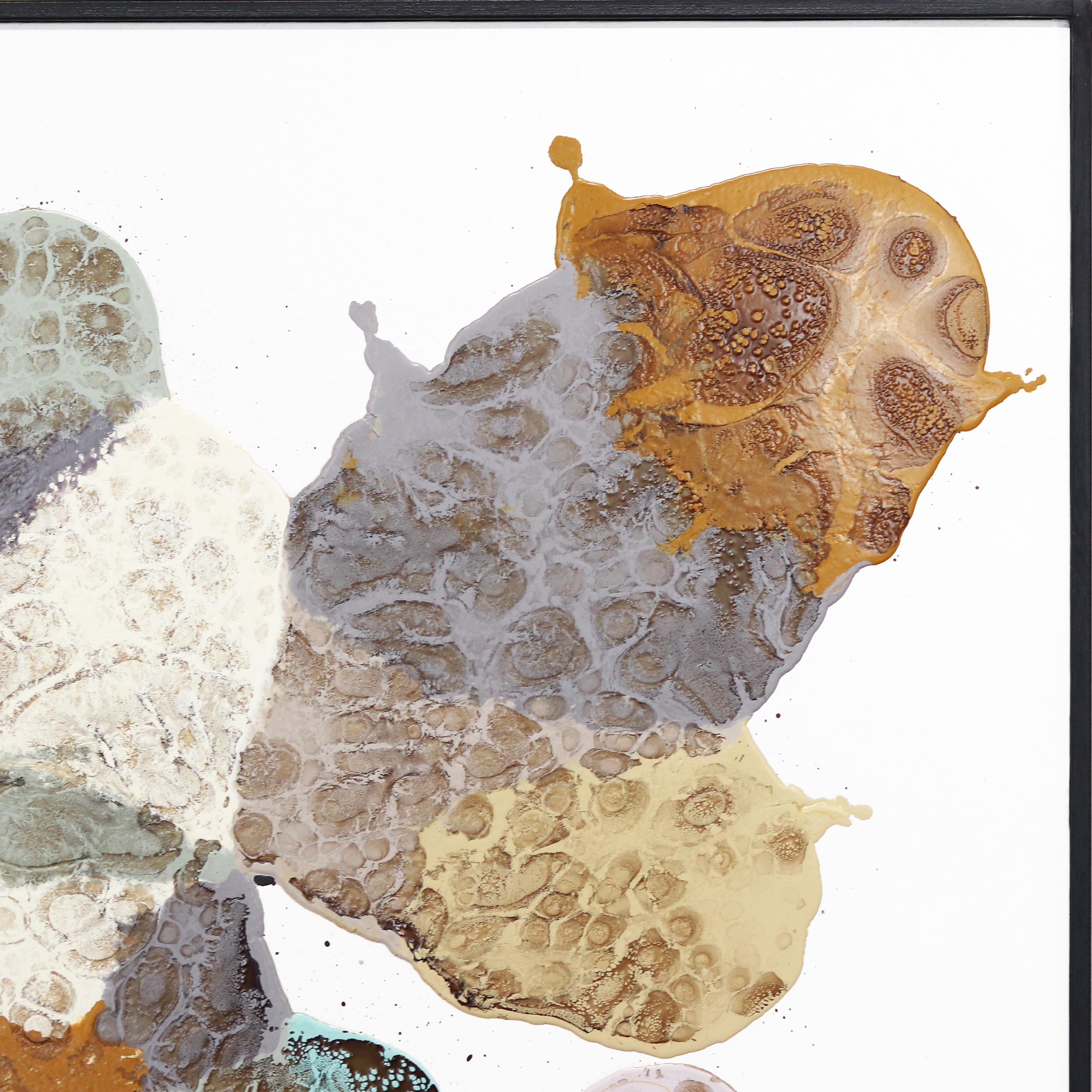 Innocenza - Ritratto astratto originale su tela, incorniciato - Abstract Painting Grigio di Alessandro Casetti