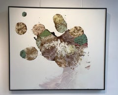 Italian Contemporary Mixed Media Painting with Female, Yellow, Green, Lilac