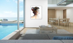 Looking Beyond - Framed Original Abstract Portrait Painting