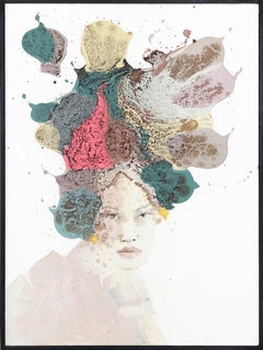 Alma Tranquila - Pintura Retrato Abstracto Original Enmarcada