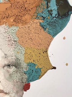 ''Untitled 6'' Italian Contemporary Mixed Media Painting with Female Figure