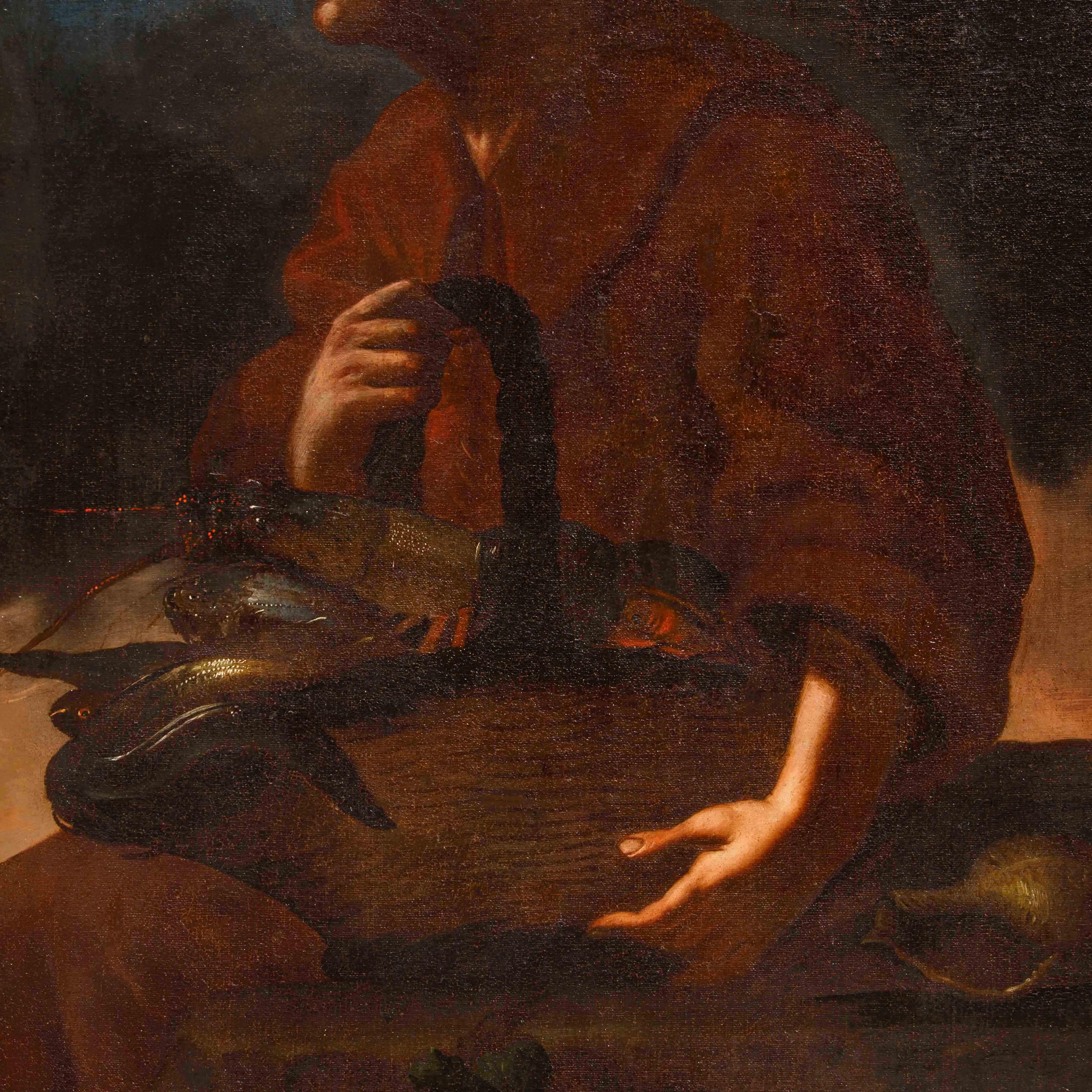 Alessandro de' Pesci (tätig bis 1750), Fischhändler (Sonstige Kunststile), Painting, von Alessandro de pesci