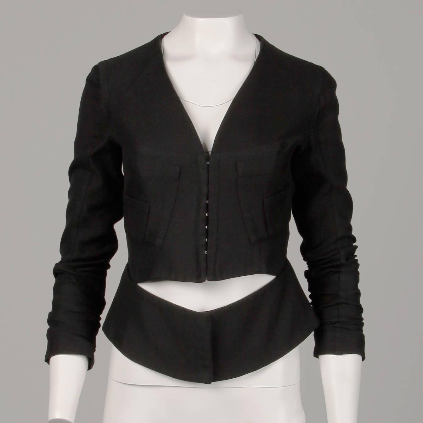 Women's Alessandro Dell'acqua Black Avant Garde Blazer Jacket For Sale
