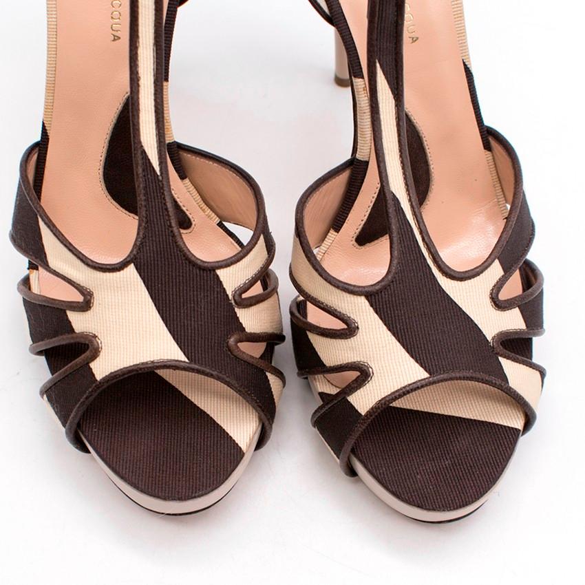 Women's Alessandro Dell'Acqua Brown and Cream Heels - Size EU 40 For Sale