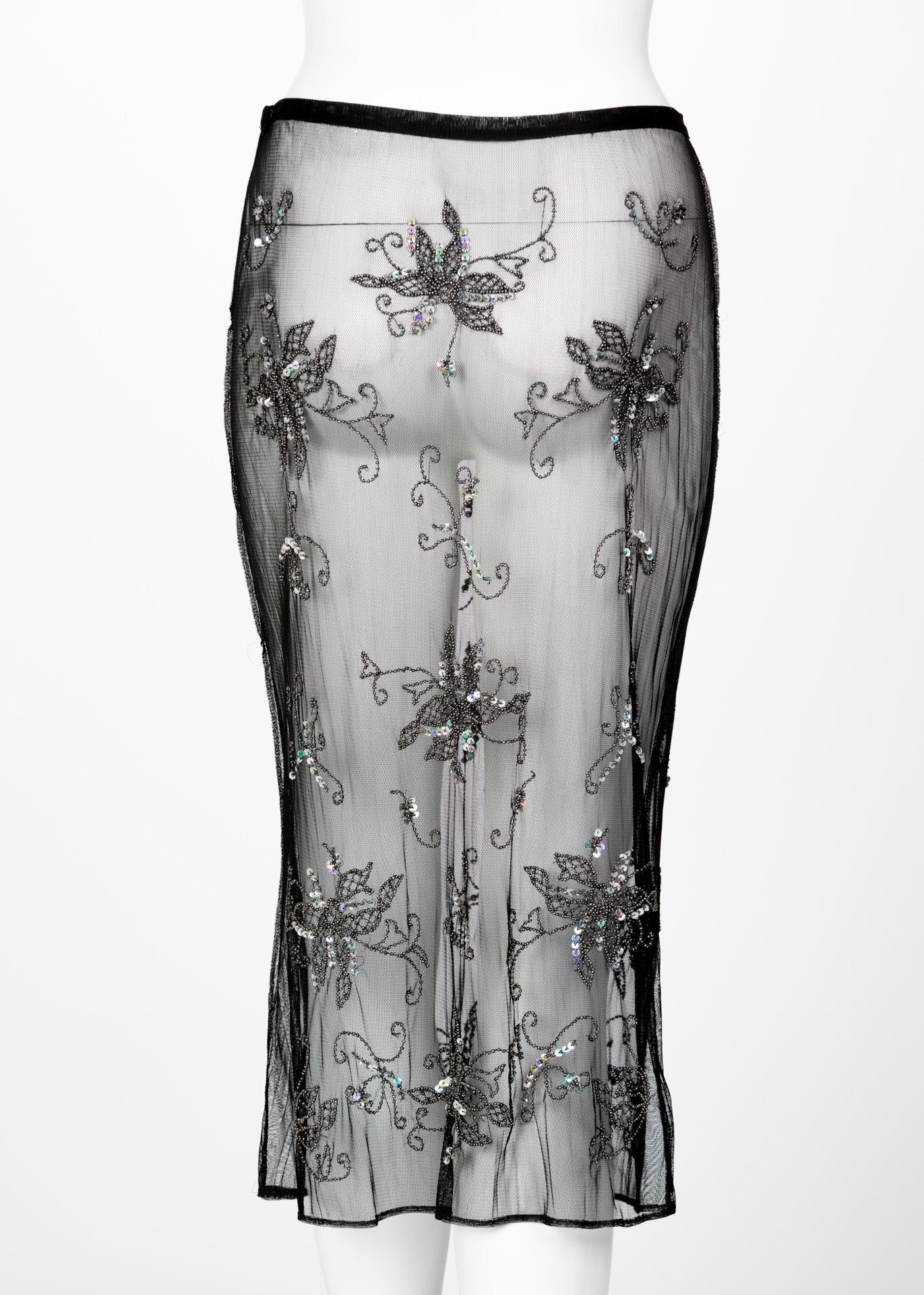 Alessandro Dell'Acqua Falda de transparencias bordada con pedrería, años 90 en venta 1